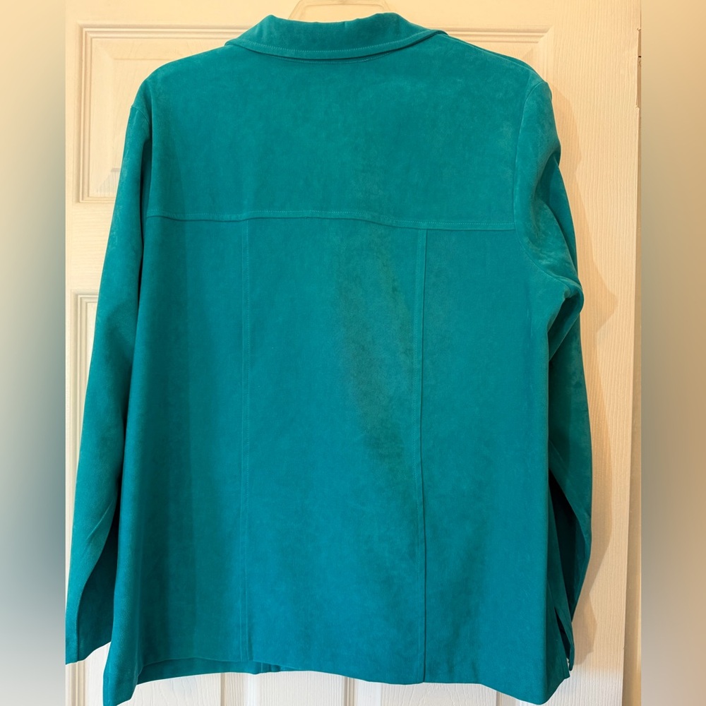 Sag Harbor Suede Jacket Turquoise Size 16p - image 3